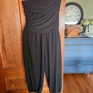 GUESS Strapless Black Sheath Jumpsuit Women’s Classic Cocktail One-Piece Large